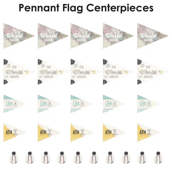 Big Dot of Happiness World Awaits - Triangle Travel Themed Party Photo Props - Pennant Flag Centerpieces - Set of 20 {7}