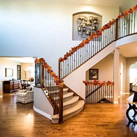 2 Pack Fall Maple Garland - 5.9ft/Piece Artificial Fall Foliage Garland Colorful Autumn Decor for Home Wedding Party (Mixed Color) {6}