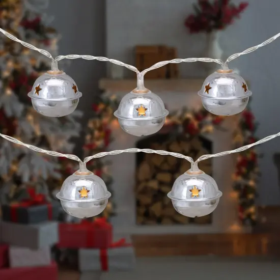 Northlight LED Christmas Bells Fairy Lights - 5.5' - Clear Wire - Silver - 10ct {1}
