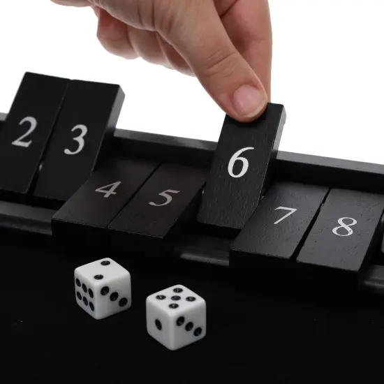 WE Games 12 Number Shut the Box Board Game, Black Stained Wood, 13.5 in. {2}