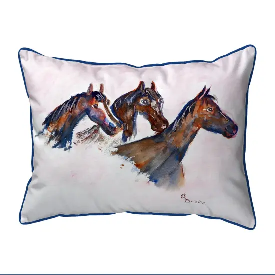 Betsy Drake Three Horses Extra Large 20 X 24 Indoor / Outdoor Pillow {1}