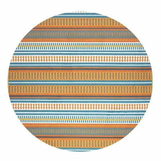 Rizzy Home Glendale 5'5" X 5'5" Round Area Rug Orange, Yellow, Aqua/Blue, Ivory {1}