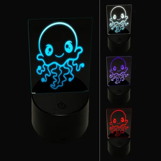 Kawaii Jellyfish 3D Illusion LED Night Light Sign Nightstand Desk Lamp {1}