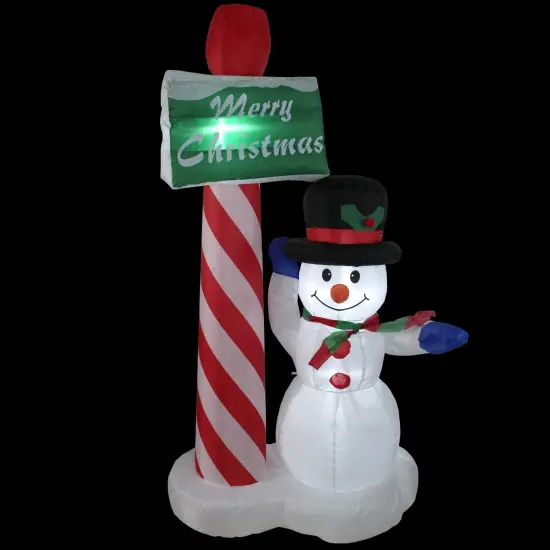 Northlight 6' Inflatable Lighted Snowman with Merry Christmas Sign Christmas Yard Art Decoration White {4}