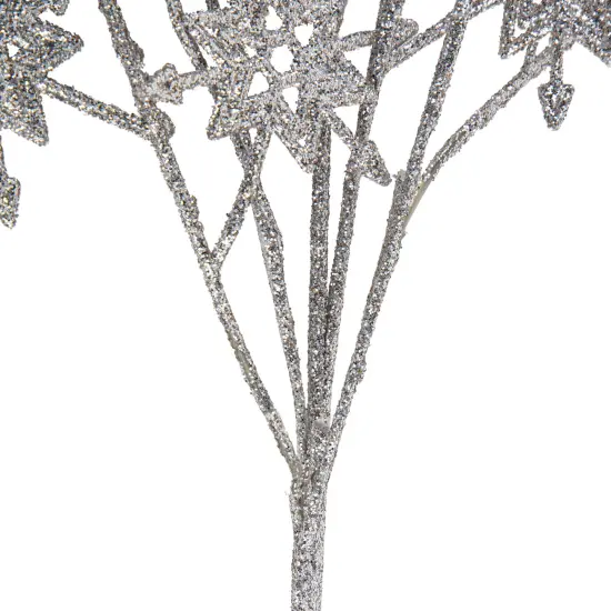 Northlight 34" Silver Jingle Bells and Glitter Snowflakes Artificial Christmas Spray {5}