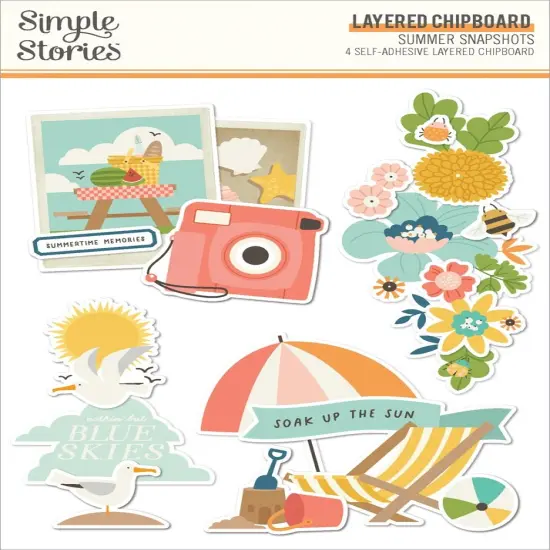 Summer Snapshots Layered Chipboard-4/Pkg {1}