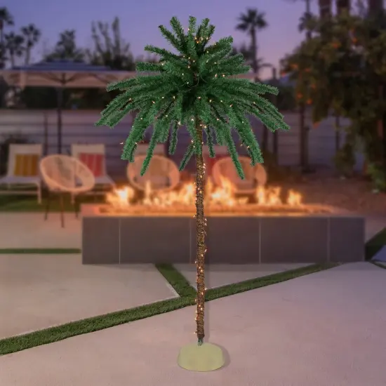 Northlight 6' Pre-Lit Artificial Tropical Outdoor Patio Palm Tree - Clear Lights Green {3}
