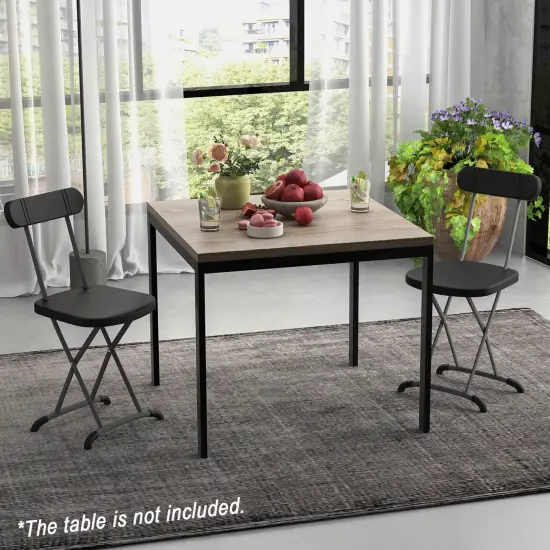 2 Pieces Outdoor Folding Chair Set with Sturdy Frame and Ergonomic Backrest Black {1}