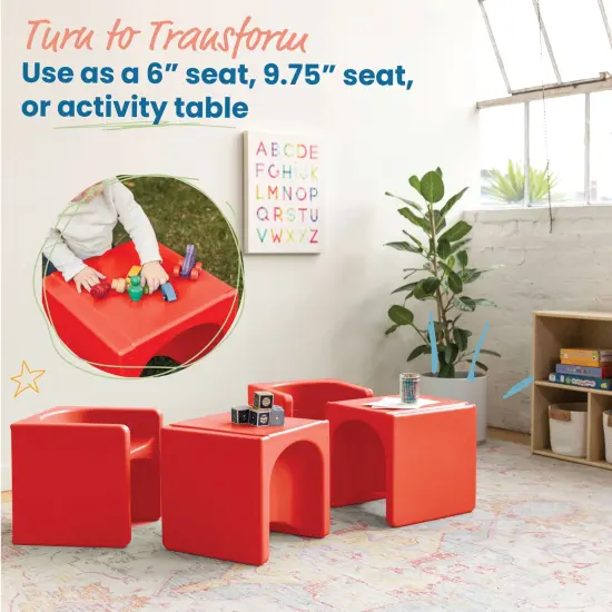 Tri-Me 3-In-1 Cube Chair, Kids Furniture Red {3}