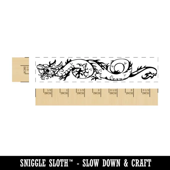 Fierce Chinese Asian Serpent Long Dragon Rectangle Rubber Stamp for Stamping Crafting {1}