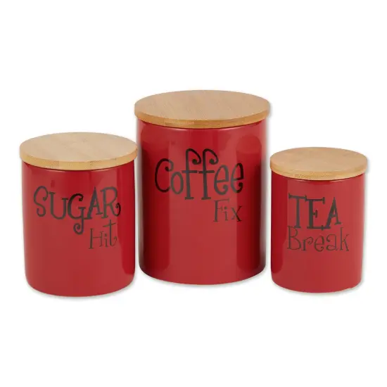 DII Red Coffee/Sugar/Tea Ceramic Canister (Set of 3) {1}