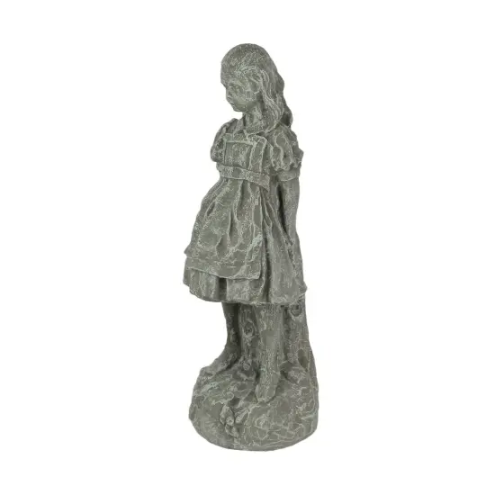 Alice in Wonderland Light Gray Finish Solid Cement Statue 19.5 Inches High {3}