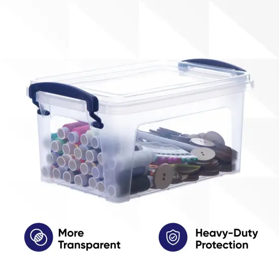 Clear Plastic Storage Bin with Lid, 1.75 Qt, Non-Toxic, BPA Free, Odor Free, Organizer Storage Box, Stackable Plastic Tote for Home, Garage, School, and Office, X-Small {1}