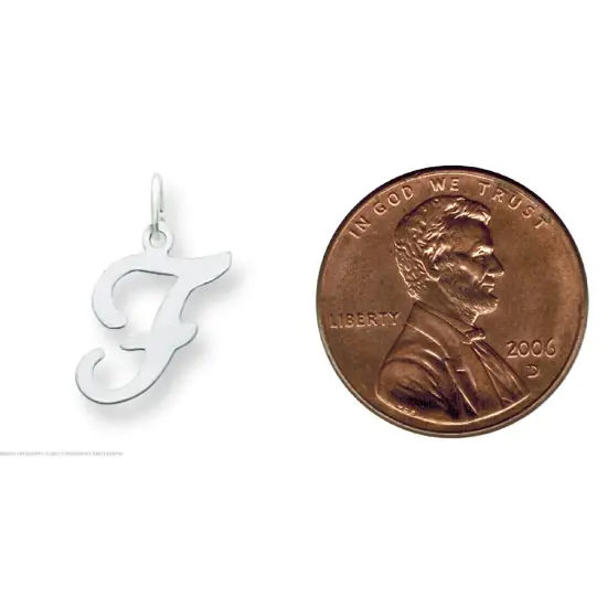 14K White Gold Polished Fancy Initial Letter F Charm Jewerly 20mm x 11mm {2}