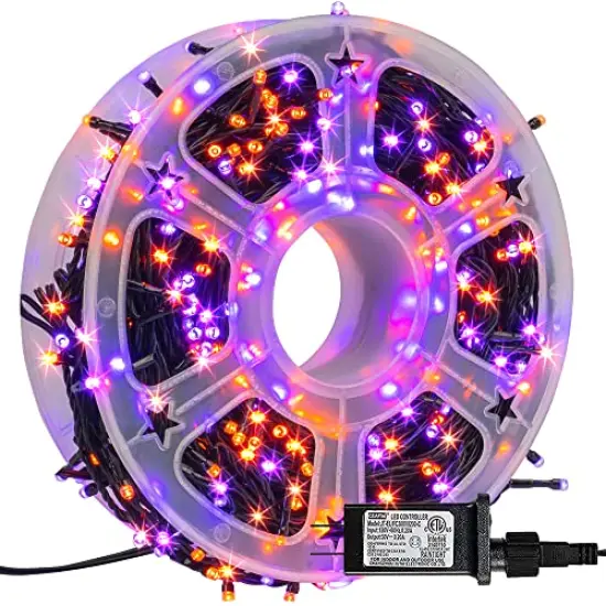 164FT 500 LED Halloween Lights, 8 Modes Waterproof Plug in String Lights for Halloween Indoor Outdoor Yard Party Wedding Garden Home Decorations (Purple & Orange) {2}