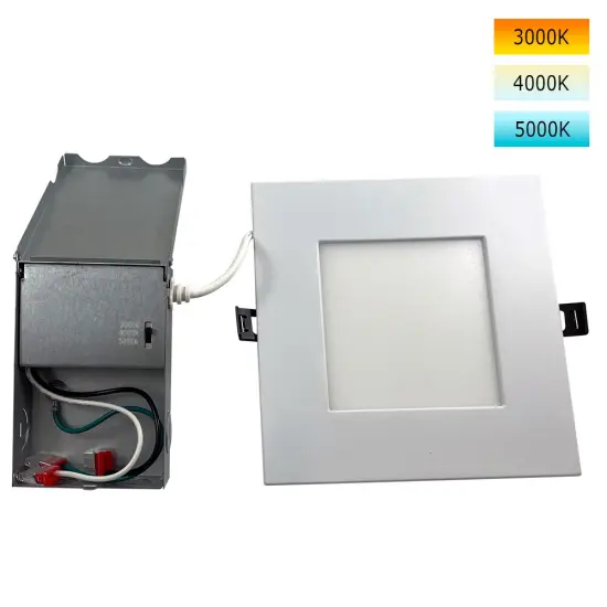 6in 14W LED Square Downlight 3K/4K/5K Selectable CCT Low Profile Dimmable - 65W Replacement Soft White {1}