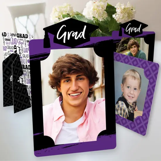 Big Dot of Happiness Purple Graduation Party Centerpieces - 4x6 Picture Display - Paper Photo Frames - Set of 12 {1}