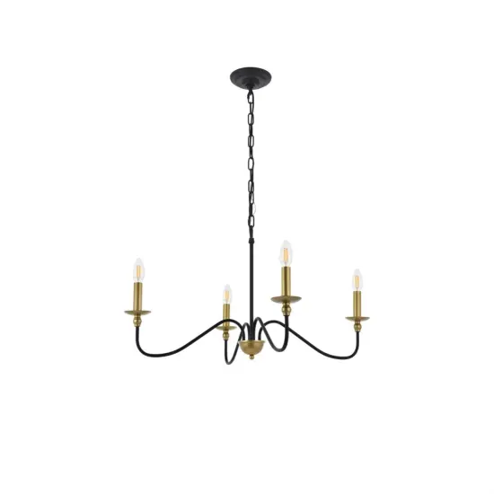 Rohan 4 light Matte Black and Brass Pendant {5}