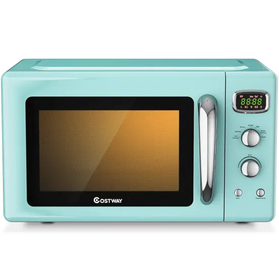 Costway 0.9Cu.ft. Retro Countertop Compact Microwave Oven 900W 8 Cooking Settings BlackGreenWhite {1}