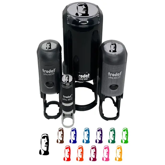 Easter Island Statue Stone Head Monument Self-Inking Rubber Stamp Ink Stamper for Stamping Crafting Planners Blue {7}