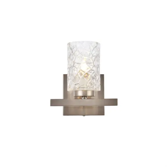 Cassie 1 light bath sconce in satin nickel with clear shade {1}