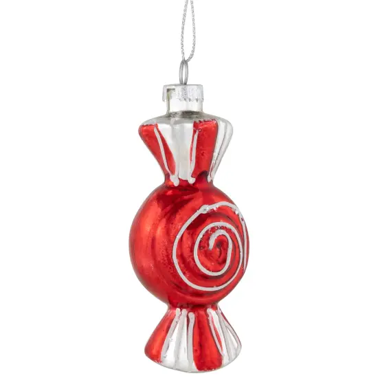 Northlight 4" Peppermint Candy Glass Christmas Ornament Red {4}