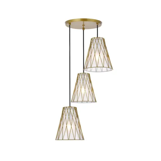 Modesta 3 Light Brass Pendant {1}
