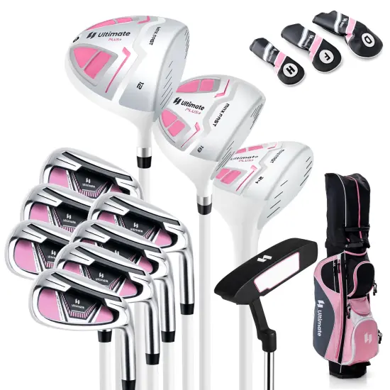 Women's Complete Golf Club Set Right Hand With Rain Hood Pink {3}
