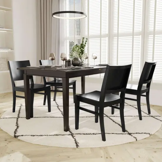 Emma and Oliver Spencer Set of 2 Dining Chairs with Curved Backrests and Solid Wood Constructions Black {1}