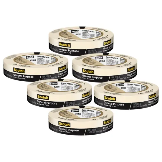 General Purpose Masking Tape, 0.94 in x 60.1 yd (24mm x 55m), 6 Rolls {1}