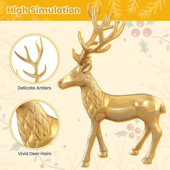 Costway Standing Reindeer Statue Aluminum Deer Sculpture for Indoors Christmas Decor {6}