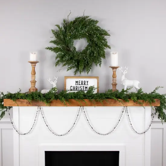 Northlight Shiny and Matte Beaded Christmas Garland - 9' x .5" - Silver - Unlit {4}
