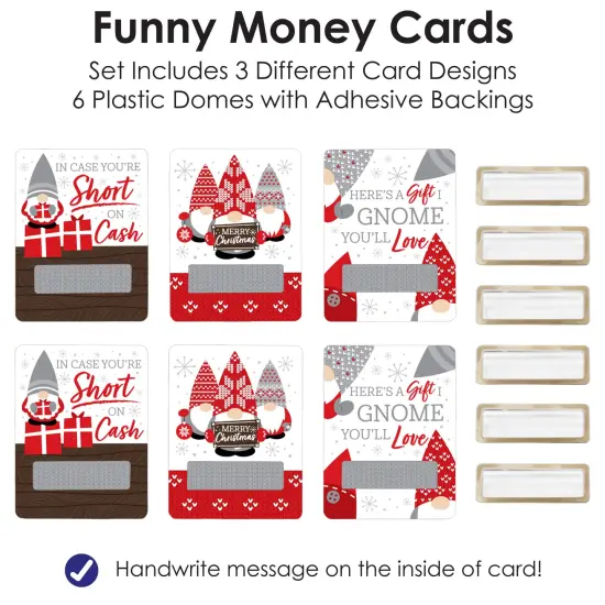 Big Dot of Happiness Christmas Gnomes - DIY Assorted Holiday Party Cash Holder Gift - Funny Money Cards - Set of 6 {7}