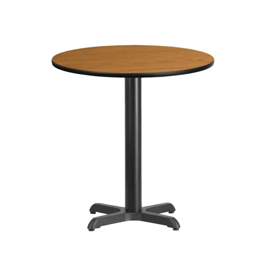 Emma and Oliver 24" Round Laminate Table Top with 22"x22" Table Height Base Natural {1}