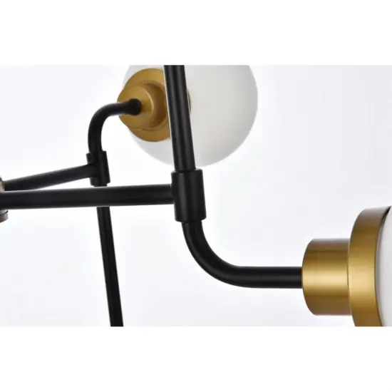 Hanson 8 lights pendant in black with brass with frosted shade {6}