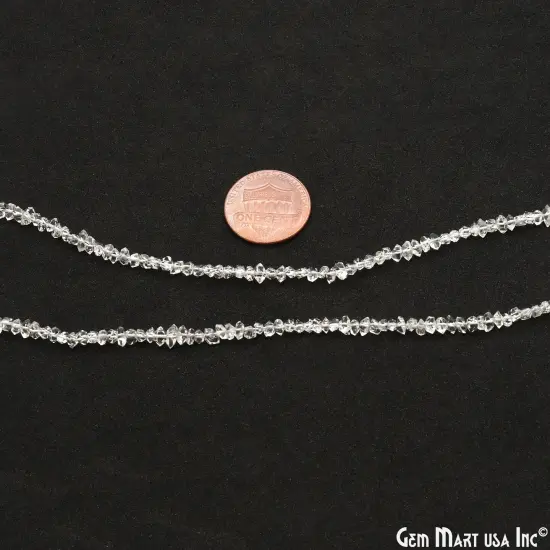 Herkimer Diamond Free Form Beads, Natural Gemstone Strand, Raw Rough Diamond Chips, 3-5mm, 16 Inch, GemMartUSA (DRDH-70004) {3}