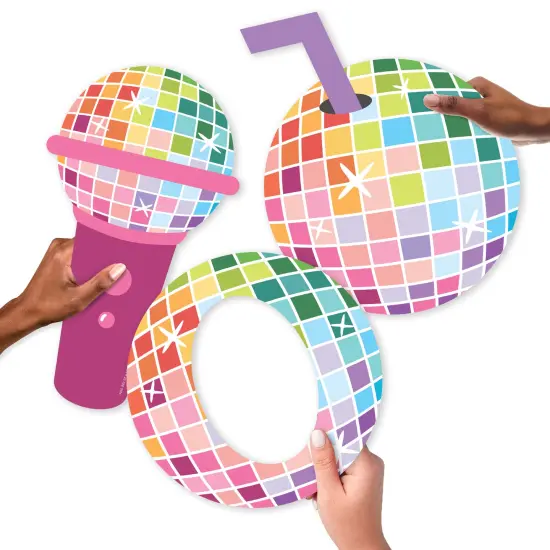 Big Dot of Happiness Disco Ball - Microphone and Drink Decorations - Groovy Hippie Party Large Photo Props - 3 Pc {6}