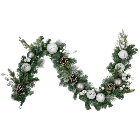 Northlight 6' Green Pine Frosted Artificial Christmas Garland with Pinecones and Ornaments, Unlit {1}