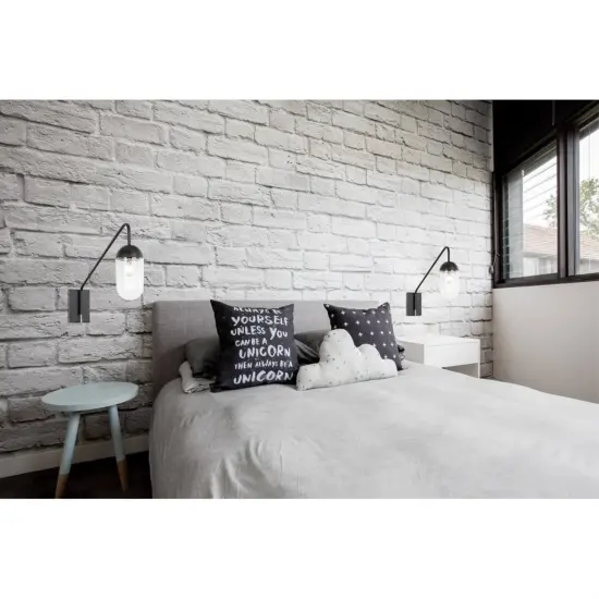 Kace 1 light Black and Clear glass wall sconce {2}