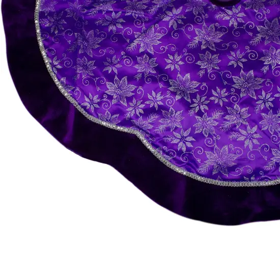Northlight Glittered Floral Christmas Tree Skirt - 48" - Purple and Silver {4}