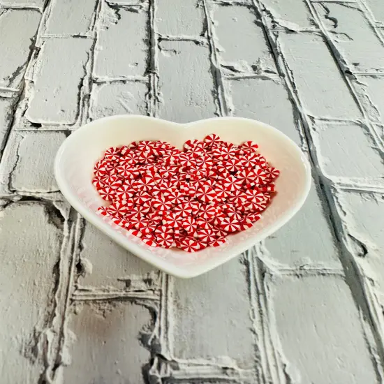 150g 5mm Red/White Peppermint Polymer Clay Sprinkle Mix - Perfect for Fake Bakes, Clay Art, Slime - Festive, Joyful, and Playful {3}