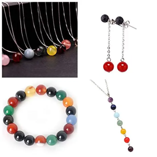 100 Pieces Natural Stone BeadsRound Genuine Real Stone Beading Loose Gemstones Hole Size 1mm DIY Smooth Bead for Bracelet Necklace Earrings Jewelry Making (Natural Stone Beads Multicolor, 8mm) {5}