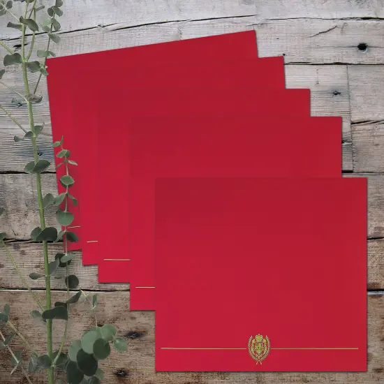 Great Papers! Classic Certificate Cover with Gold Foil Crest, Red, 12" x 9.375"(folded) with Die-Cuts for 8.5" x 11" Documents, 5 Count {2}