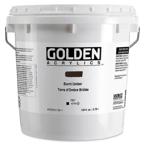 Golden Heavy Body Acrylic Paint - Burnt Umber, 128 oz Bucket {1}