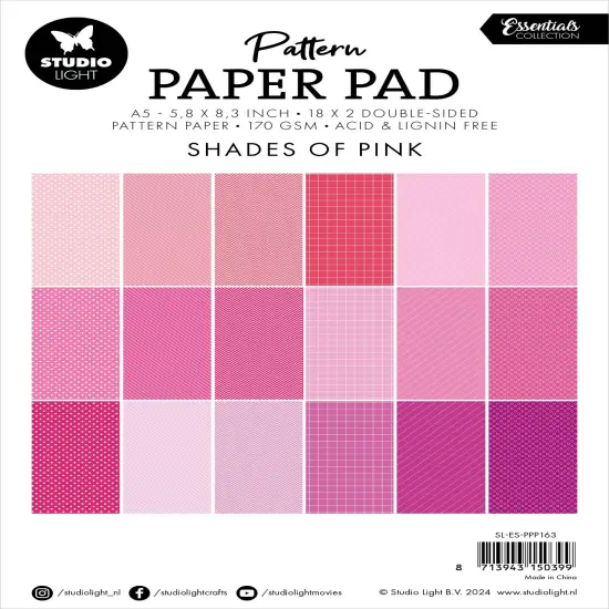 Studio Light Essential Patterned Paper Pad 5.8"X8.25" 36/Pkg-Nr. 163, Shades Of Pink {3}