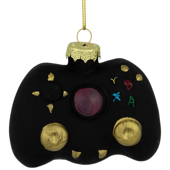 Northlight Game Controller Glass Christmas Hanging Ornament - 4" - Black {1}