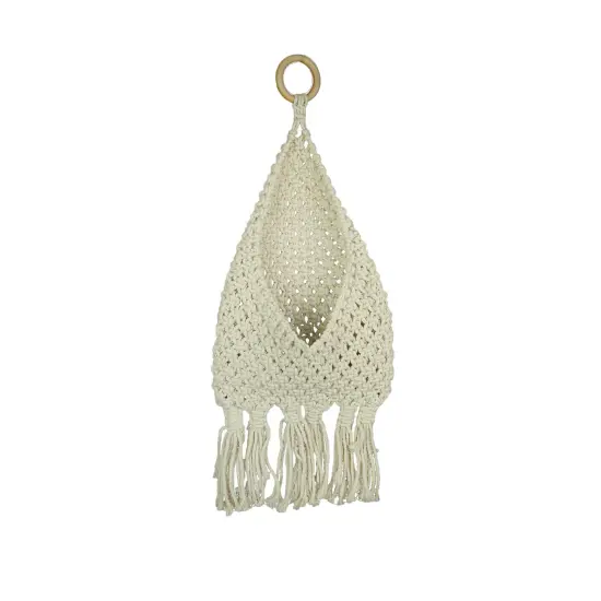 Boho Style Hand Tied Macrame Indoor Wall Pocket 21 Inches High {1}