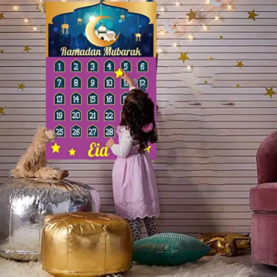 Funnlot Ramadan Decorations Ramadan Calendar Eid Calendar Countdown Calendar 2022 Ramadan Calendar Eid Calender Activities for Kids with 30 Reusable Stars Ramadan Mubarak Decor {6}