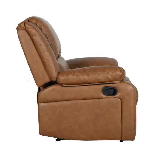 Emma and Oliver Recliner with Bustle Back and Padded Arms Cognac Faux Leather {5}