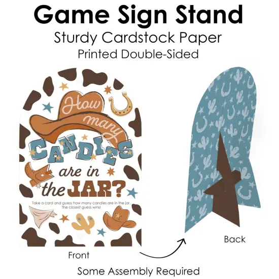 Big Dot of Happiness My First Rodeo - How Many Candies Little Cowboy 1st Birthday Party Game - 1 Stand and 40 Cards - Candy Guessing Game {5}